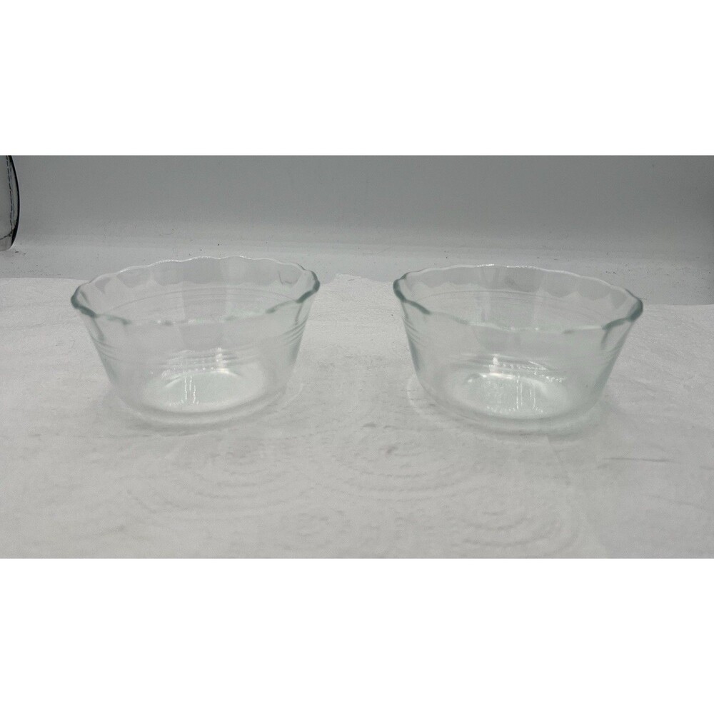 2 Clear Pyrex Bakeware Custard Cups Corning 740